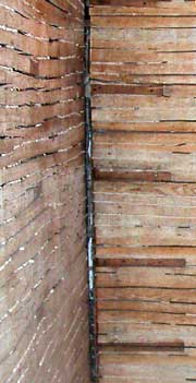 Wood lath - typical in historic homes.  Photo by Avalanche Plastering